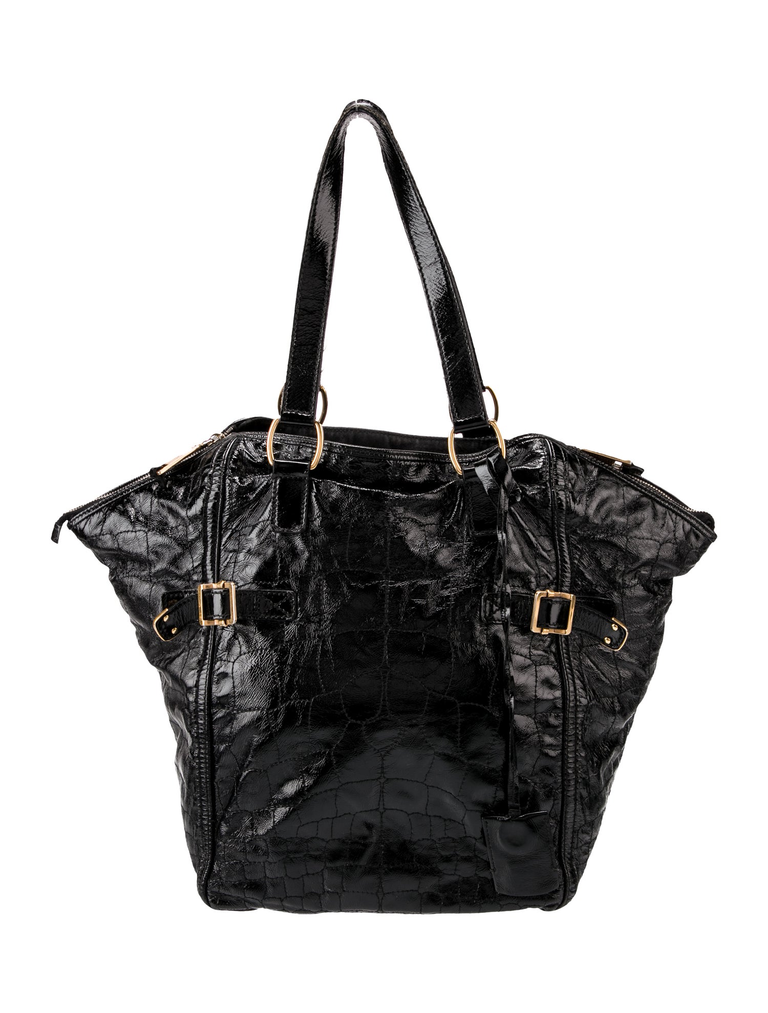 ショルダーバッグ SAINT LAURENT LARGE RIVE GAUCHE BLACK PATENT LEATHER BAG Saint Laurent Rive Gauche patent-finish Tote Bag | Black