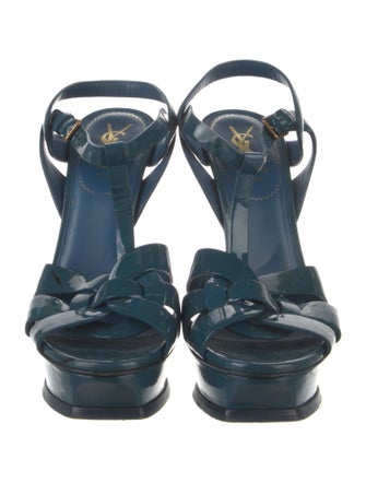 Yves Saint Laurent Patent Leather T-Strap Sandals