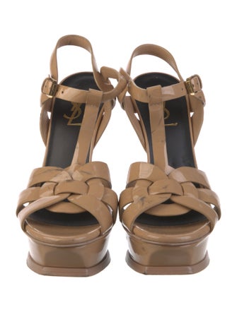 Yves Saint Laurent Patent Leather T-Strap Sandals