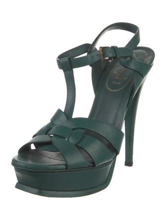 Yves Saint Laurent Rive Gauche Leather T-Strap Sandals