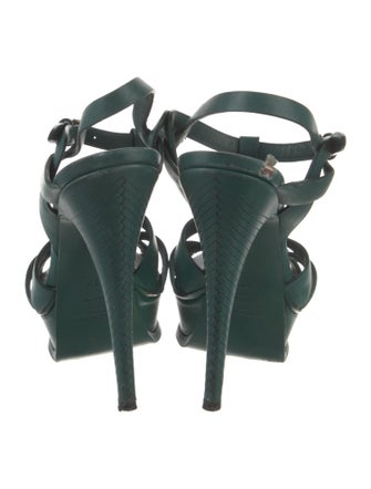 Yves Saint Laurent Rive Gauche Leather T-Strap Sandals