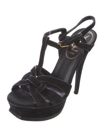 Yves Saint Laurent Suede T-Strap Sandals