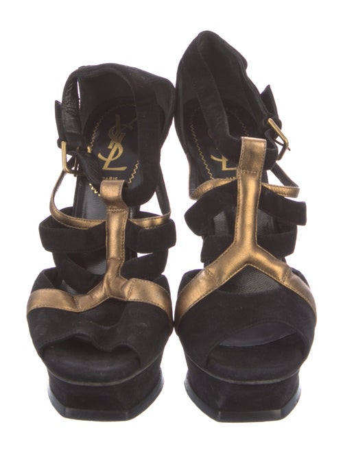 Yves Saint Laurent Suede T-Strap Sandals