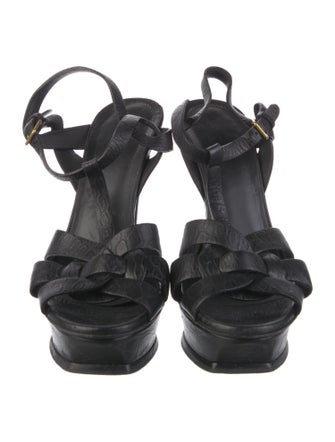 Yves Saint Laurent Rive Gauche Leather T-Strap Sandals
