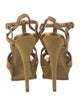 Yves Saint Laurent Suede Leather Trim Embellishment T-Strap Sandals