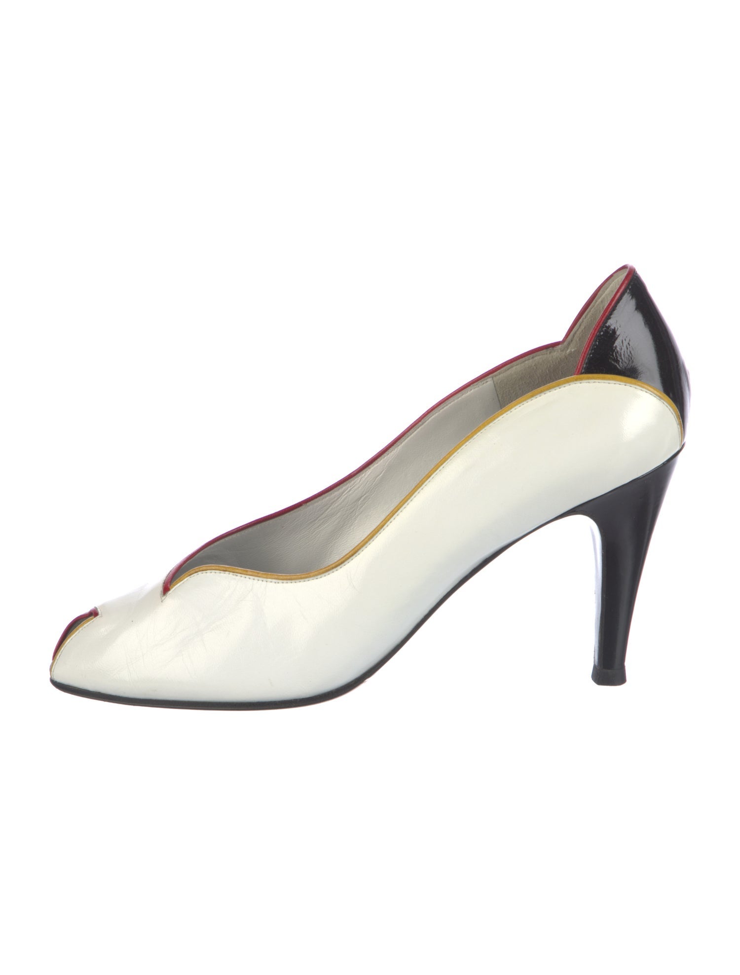 Yves Saint Laurent Leather Colorblock Pattern Pumps