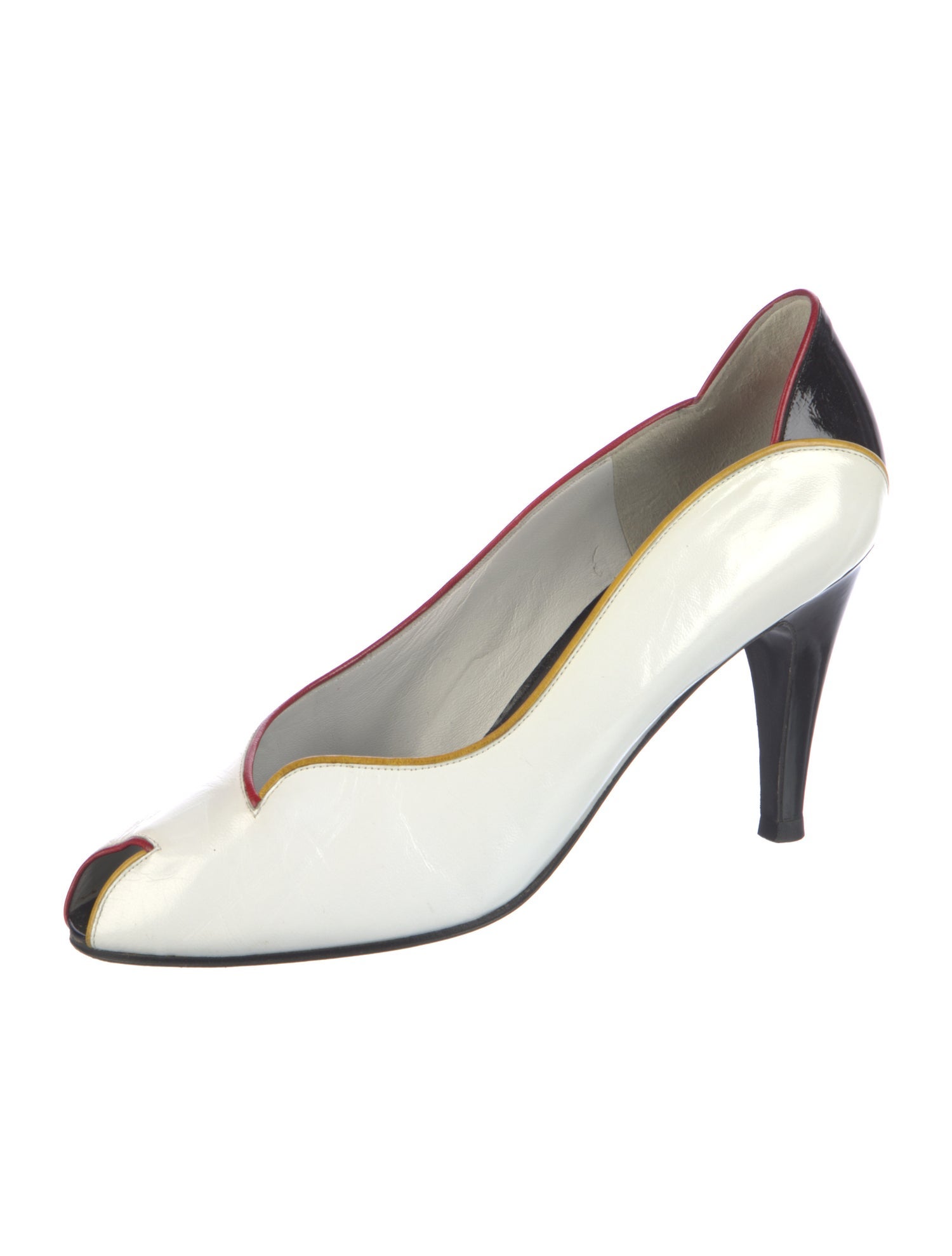 Yves Saint Laurent Leather Colorblock Pattern Pumps