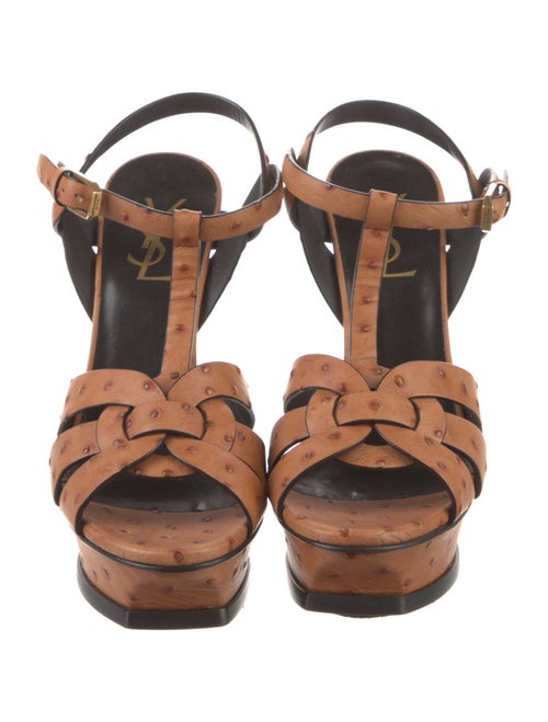 Saint Laurent Embossed Leather T-Strap Sandals