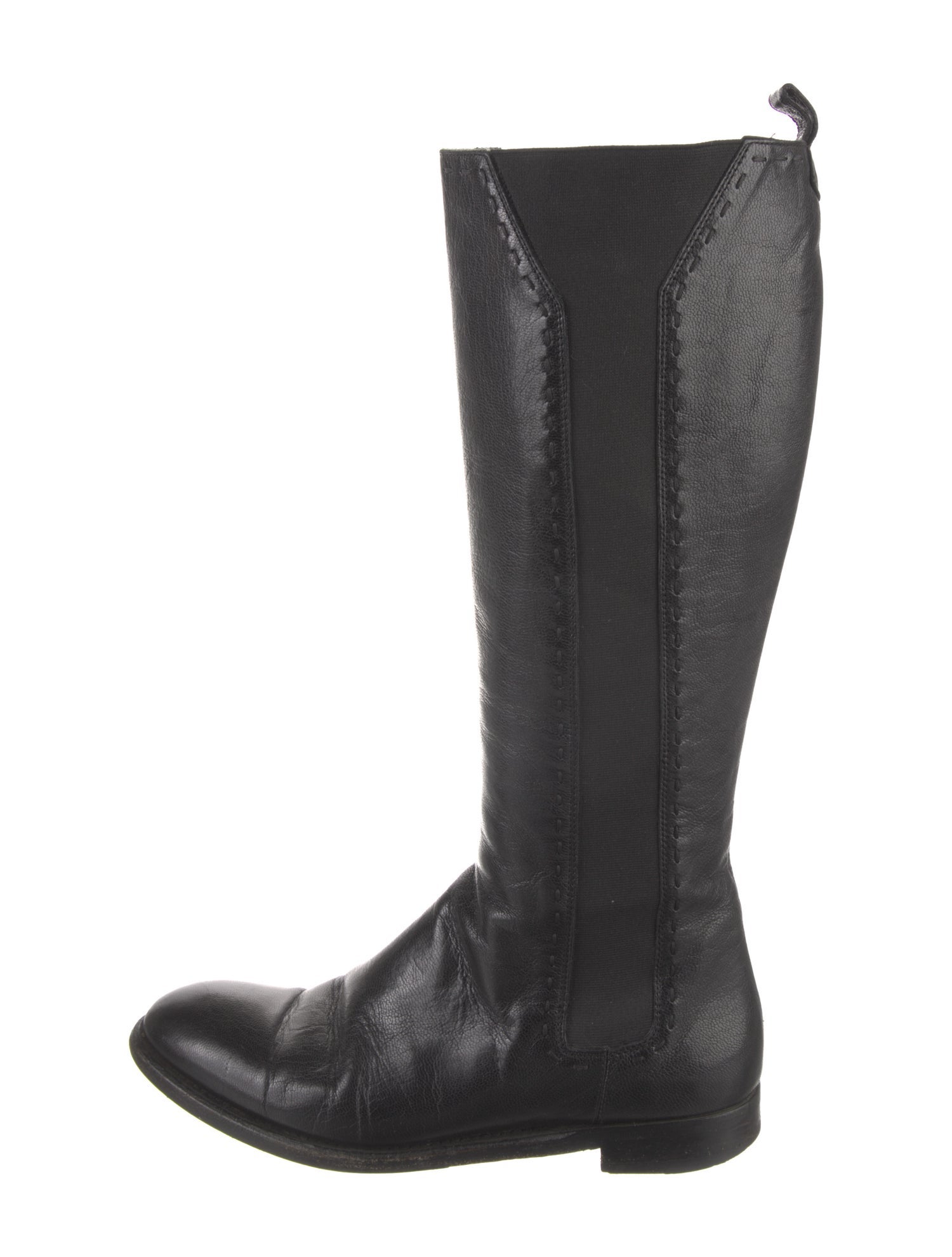 Yves Saint Laurent Leather Whipstitch Trim Riding Boots