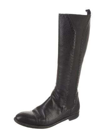 Yves Saint Laurent Leather Whipstitch Trim Riding Boots