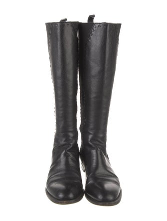 Yves Saint Laurent Leather Whipstitch Trim Riding Boots