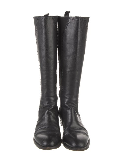 Yves Saint Laurent Leather Whipstitch Trim Riding Boots