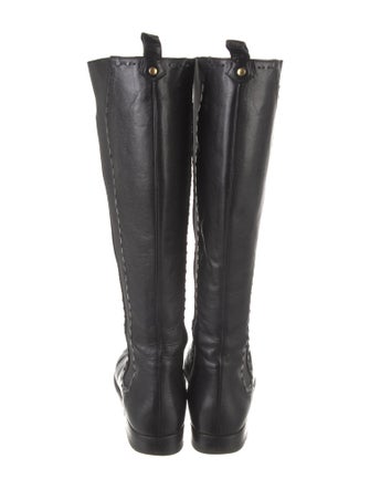 Yves Saint Laurent Leather Whipstitch Trim Riding Boots