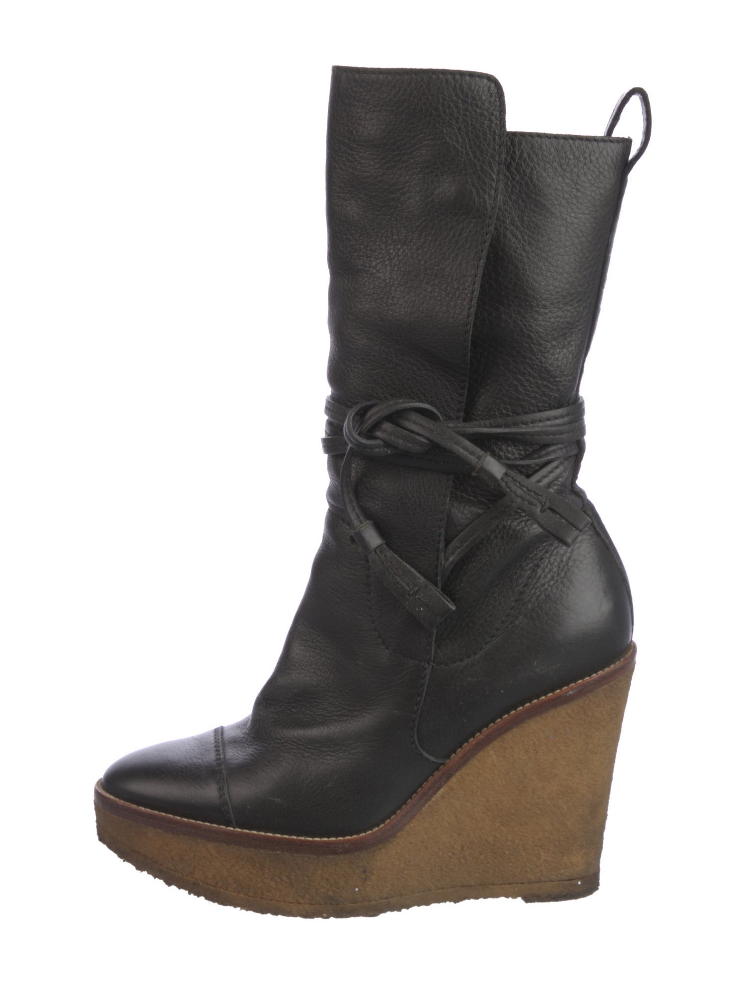 Yves Saint Laurent Leather Lace-Up Boots