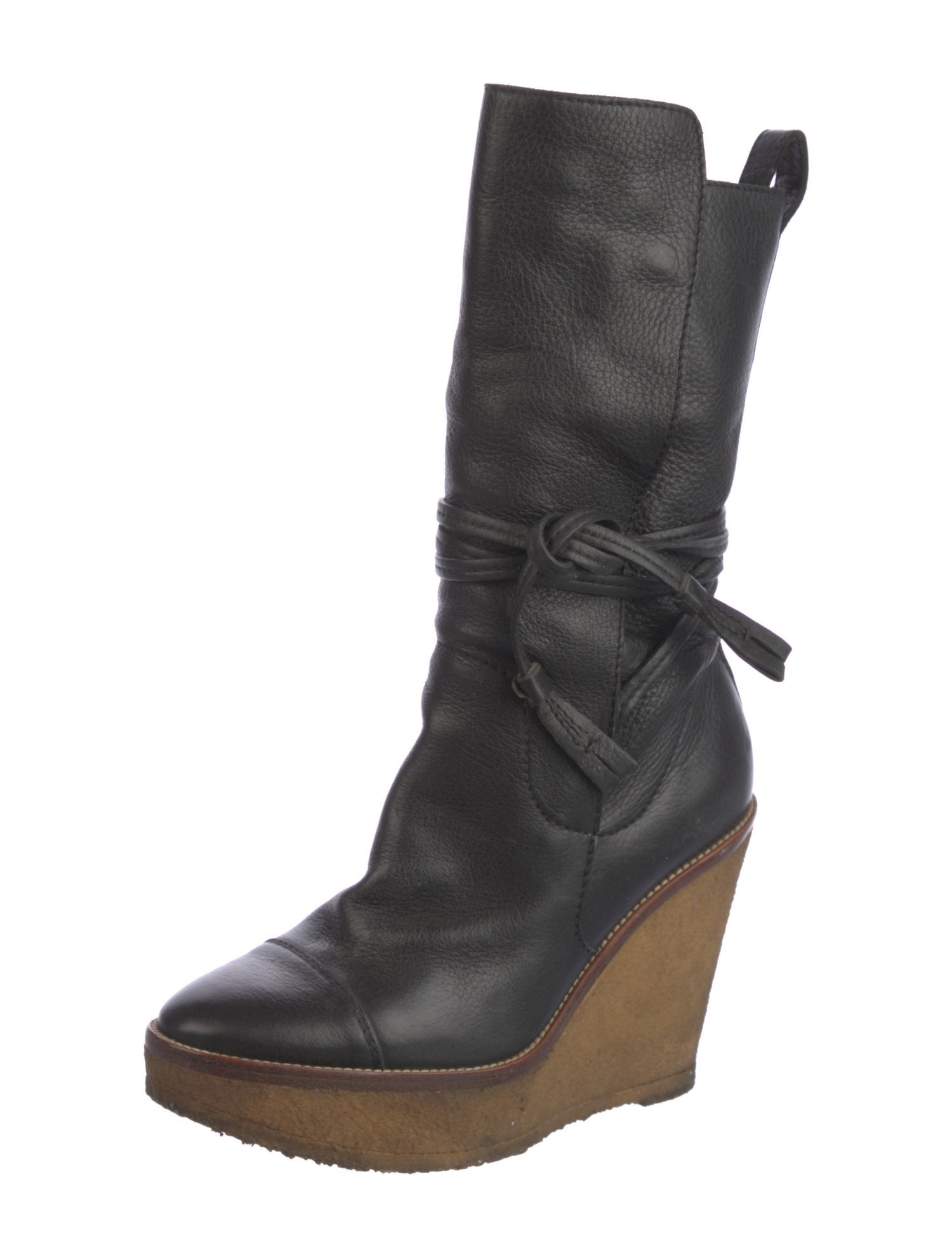 Yves Saint Laurent Leather Lace-Up Boots