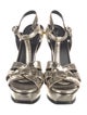 Yves Saint Laurent Leather Animal Print T-Strap Sandals