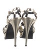 Yves Saint Laurent Leather Animal Print T-Strap Sandals