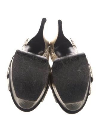 Yves Saint Laurent Leather Animal Print T-Strap Sandals