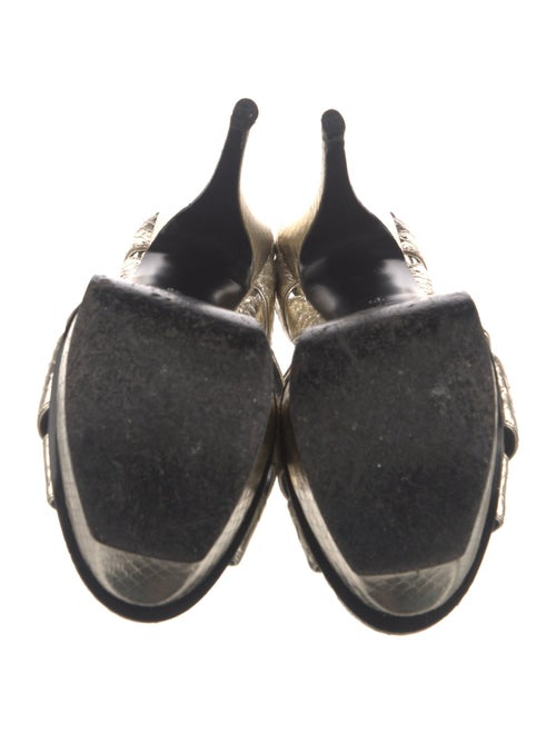 Yves Saint Laurent Leather Animal Print T-Strap Sandals