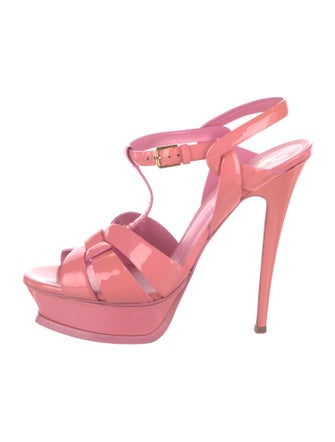 Yves Saint Laurent Patent Leather T-Strap Sandals