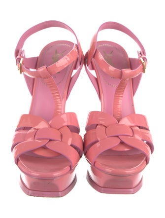 Yves Saint Laurent Patent Leather T-Strap Sandals