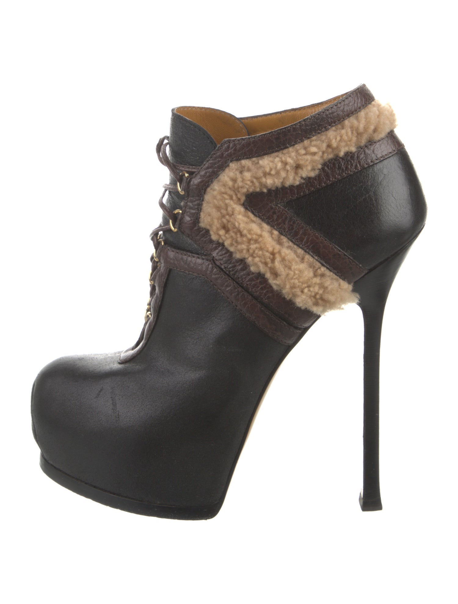 Yves Saint Laurent Leather Lace-Up Boots