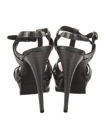 Saint Laurent Embossed Leather T-Strap Sandals