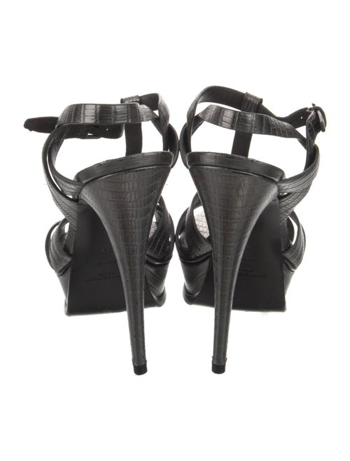 Saint Laurent Embossed Leather T-Strap Sandals