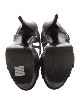 Saint Laurent Embossed Leather T-Strap Sandals
