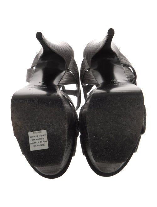 Saint Laurent Embossed Leather T-Strap Sandals