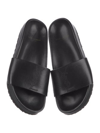 Yves Saint Laurent Leather Embroidered Accent Slides