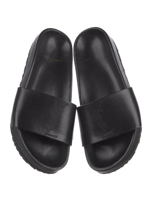 Yves Saint Laurent Leather Embroidered Accent Slides
