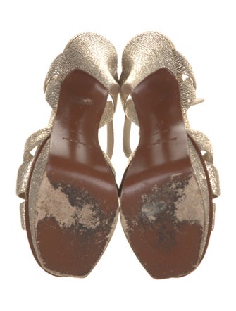 Yves Saint Laurent Rive Gauche Leather T-Strap Sandals