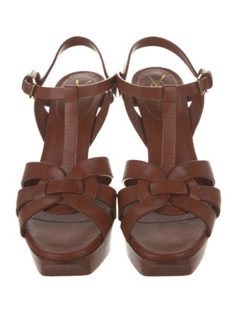 Yves Saint Laurent Rive Gauche Leather T-Strap Sandals