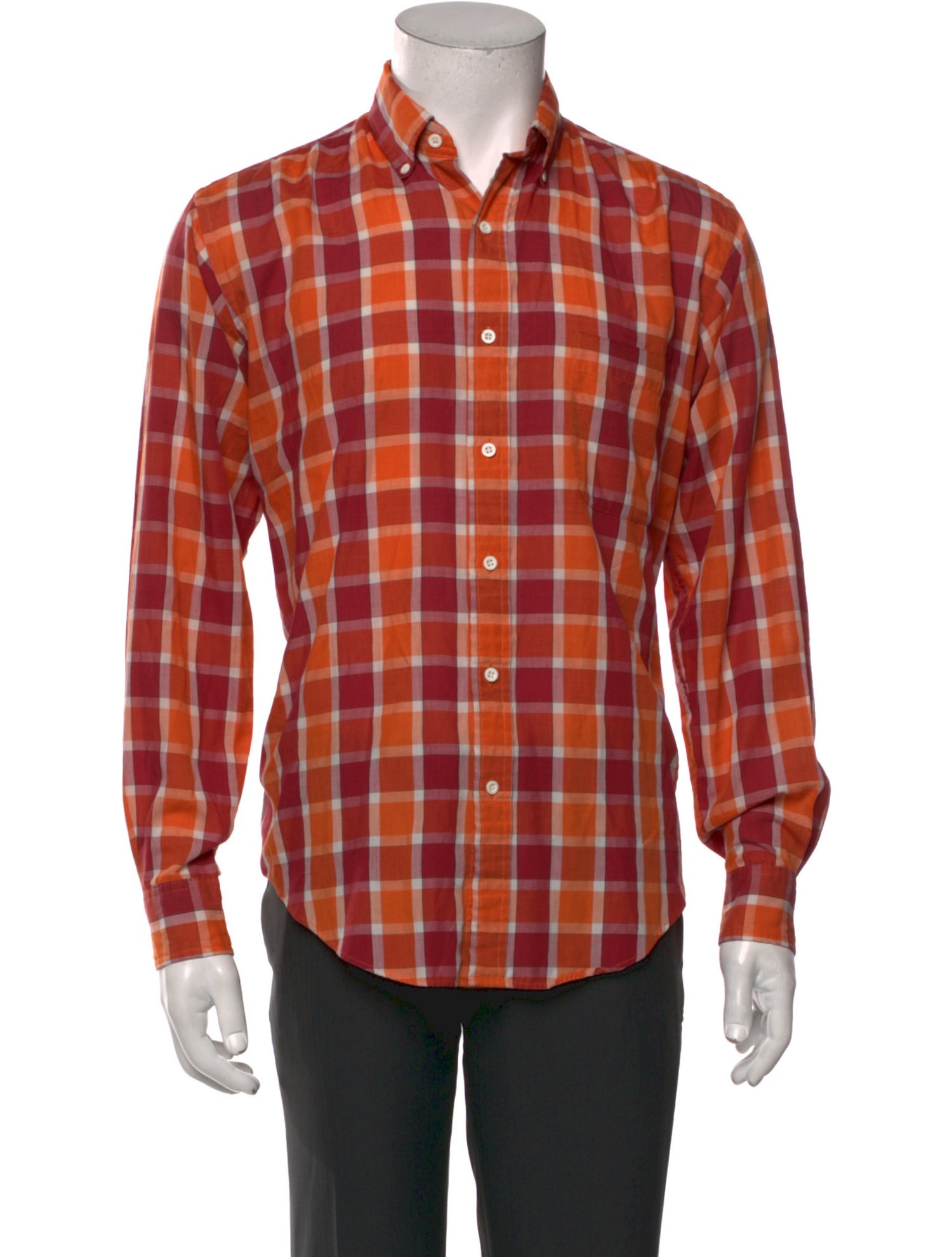 Yves Saint Laurent Plaid Print Long Sleeve Shirt