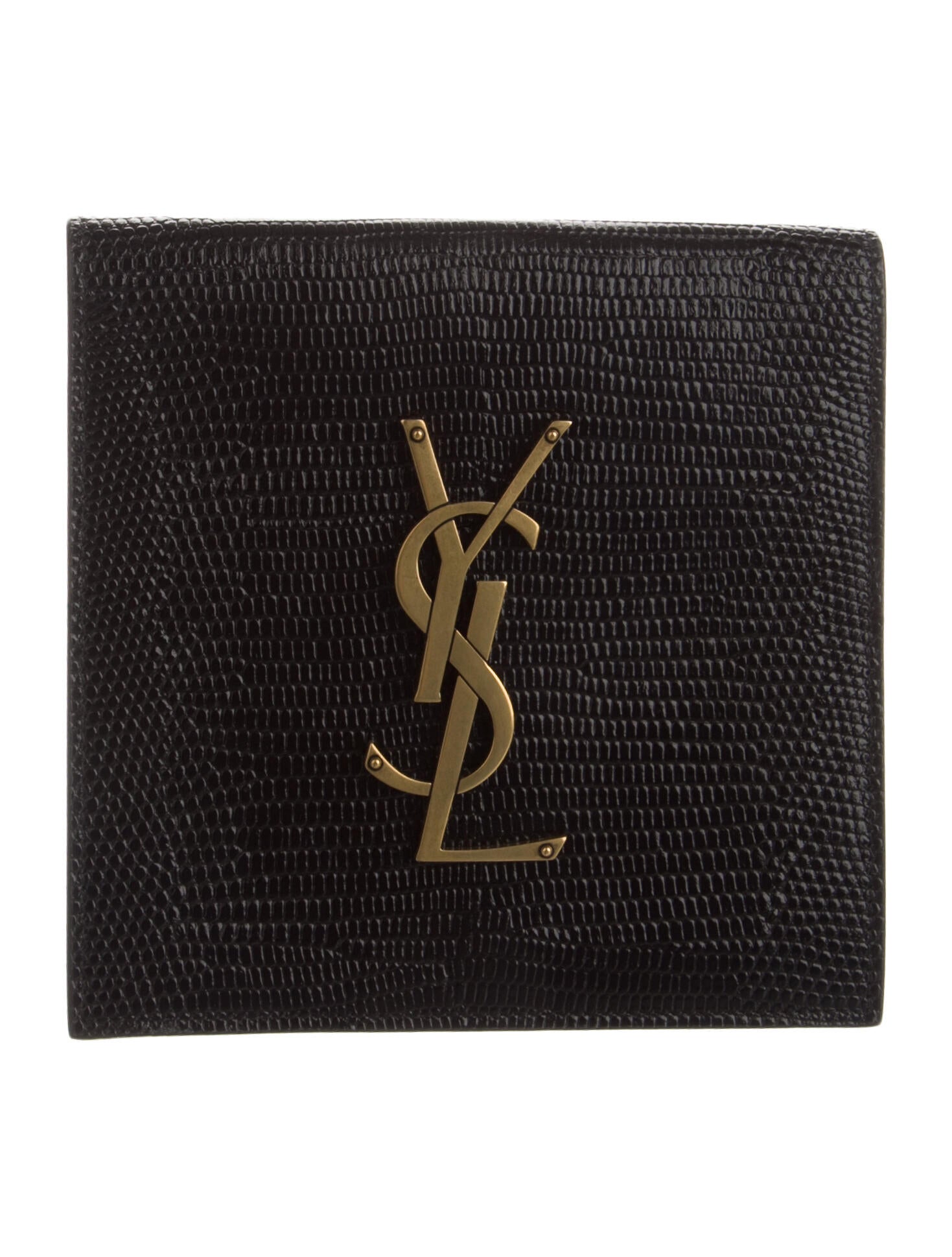 Yves Saint Laurent Grain de Poudre Monogram Card Case Leather Compact Wallet