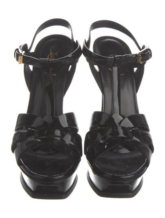 Saint Laurent Patent Leather T-Strap Sandals