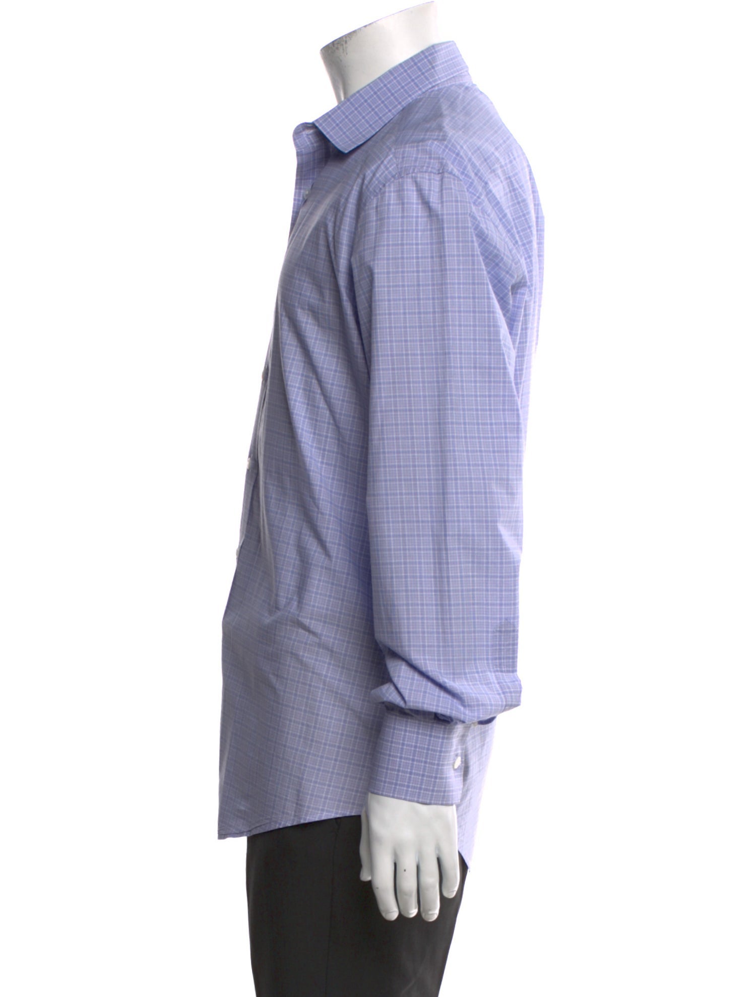 Yves Saint Laurent Plaid Print Long Sleeve Dress Shirt