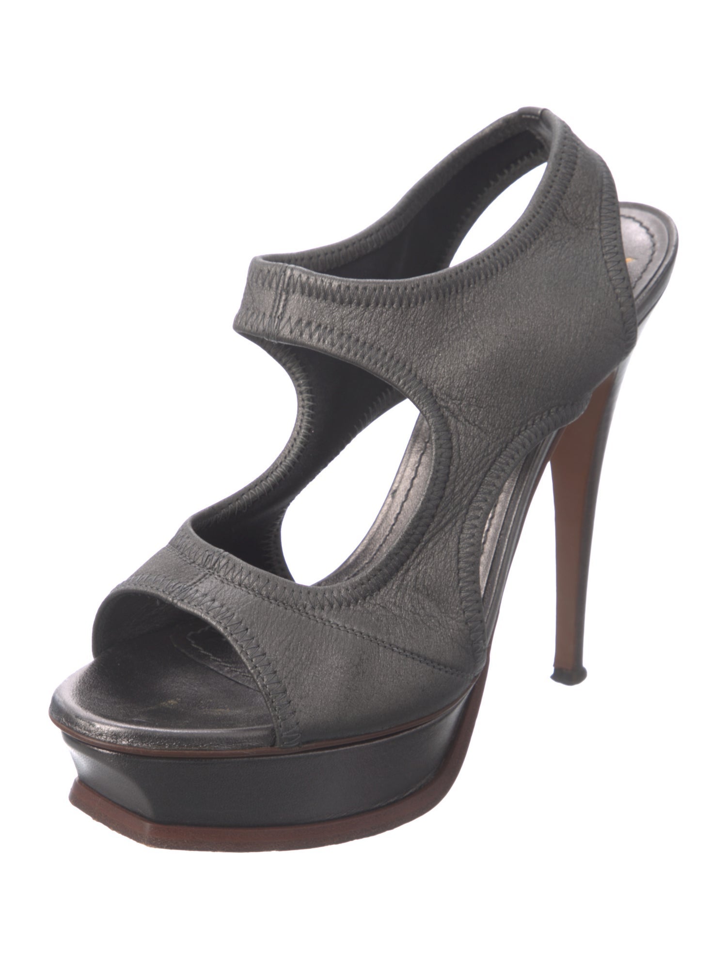 Yves Saint Laurent Leather Cutout Accent Sandals