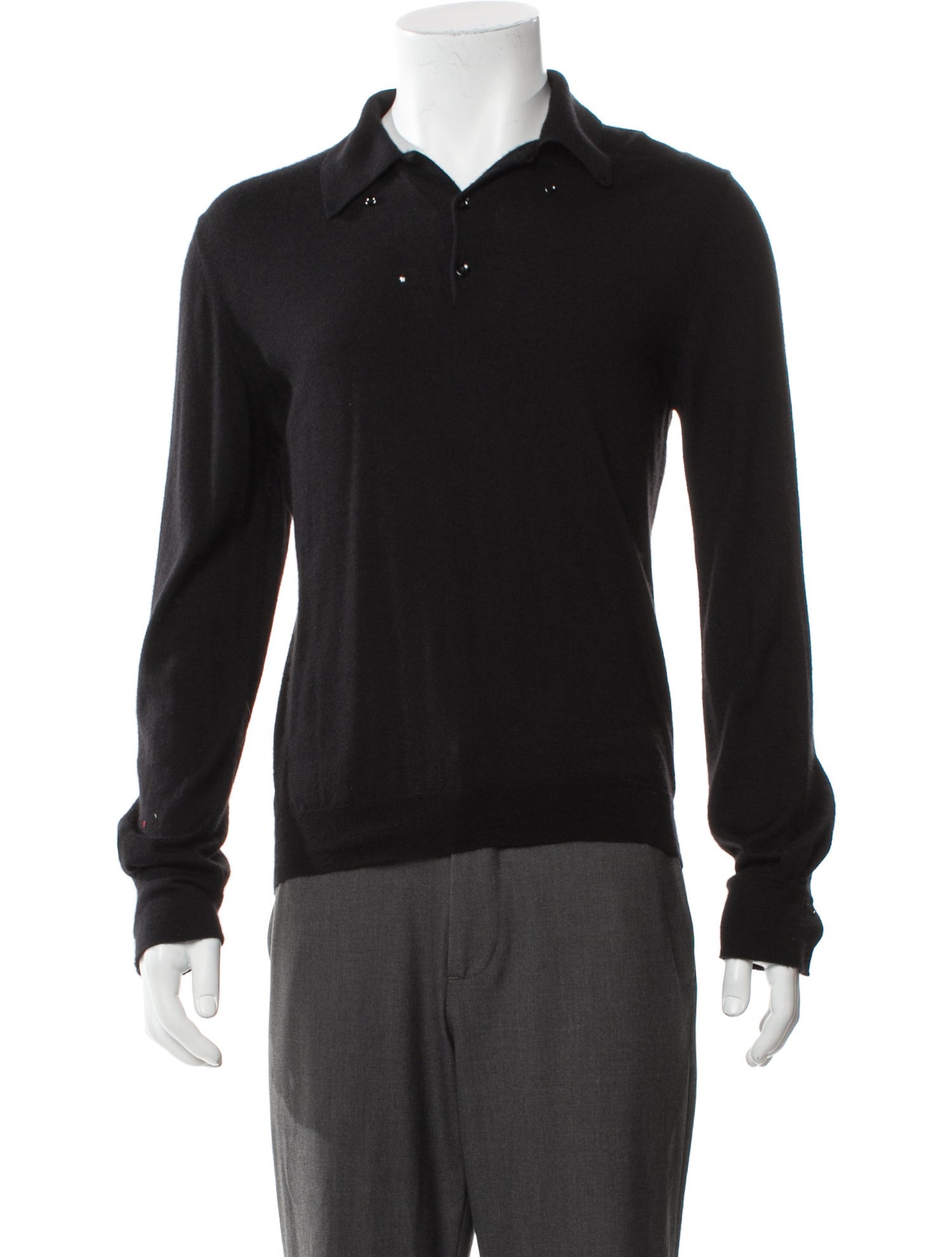 Yves Saint Laurent Collar Long Sleeve Polo Sweater