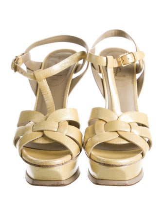 Yves Saint Laurent Patent Leather T-Strap Sandals