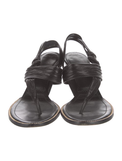 Yves Saint Laurent Leather Whipstitch Trim Slingback Sandals