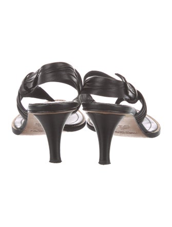 Yves Saint Laurent Leather Whipstitch Trim Slingback Sandals