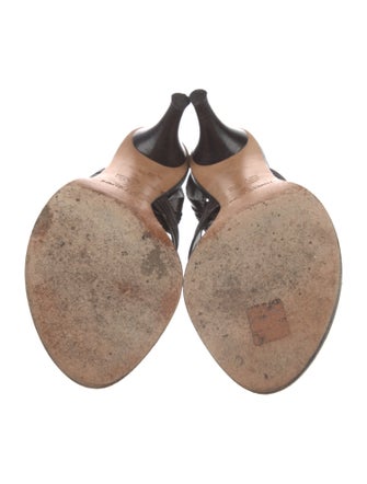 Yves Saint Laurent Leather Whipstitch Trim Slingback Sandals