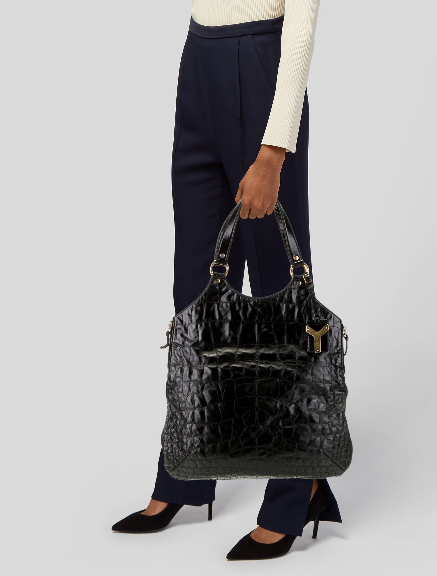 Yves Saint Laurent Rive Gauche Leather Top Handle Bag