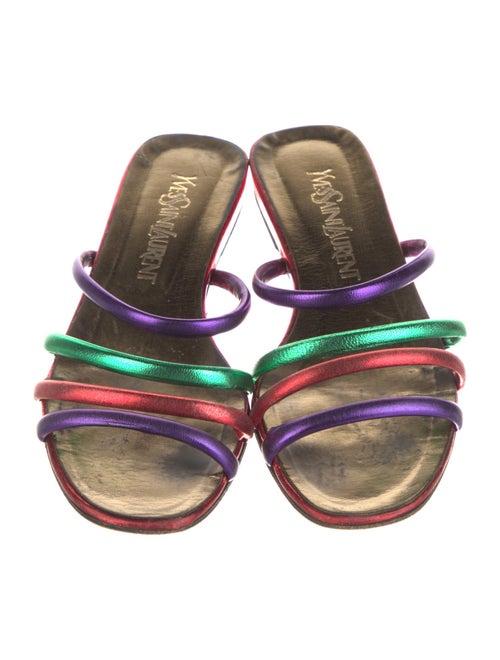 Yves Saint Laurent Leather Colorblock Pattern Slides