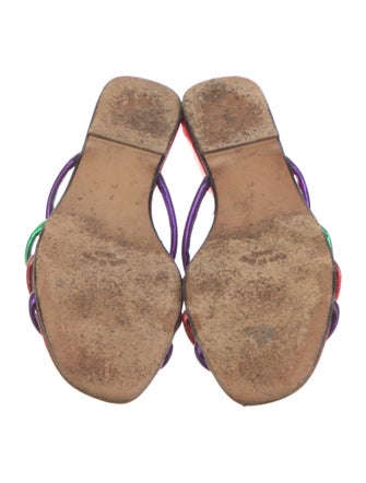 Yves Saint Laurent Leather Colorblock Pattern Slides