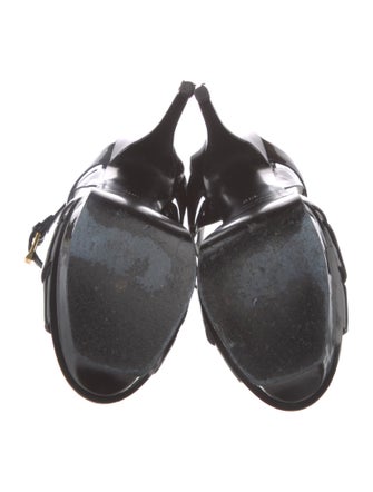 Yves Saint Laurent Patent Leather T-Strap Sandals