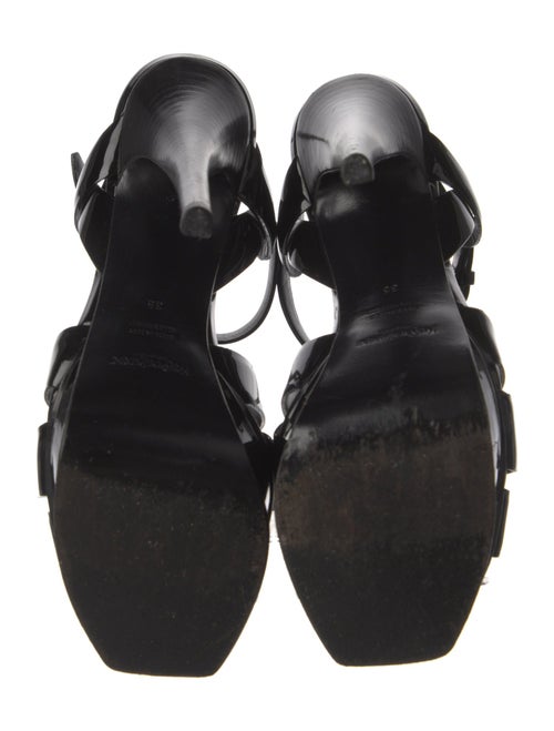 Yves Saint Laurent Rive Gauche Patent Leather T-Strap Sandals