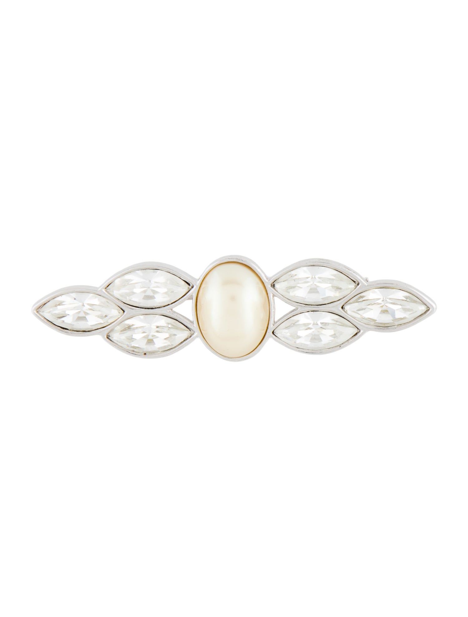 Yves Saint Laurent Crystal & Faux Pearl Pin Brooch